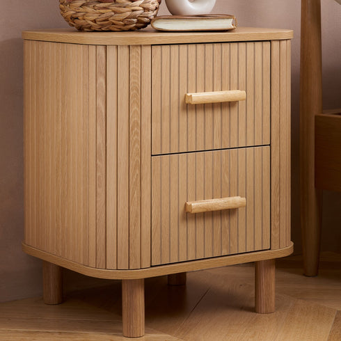 Axel 2 Drawer Fluted Bedside Oak